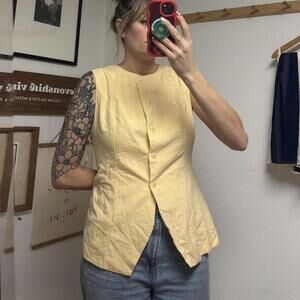 Butter Yellow Linen Blend Vest Top